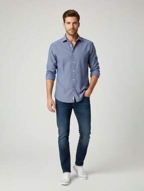 Todd Snyder NY Slim Fit Cotton Button Up Shirt 15 34/35 Blue Minimalist